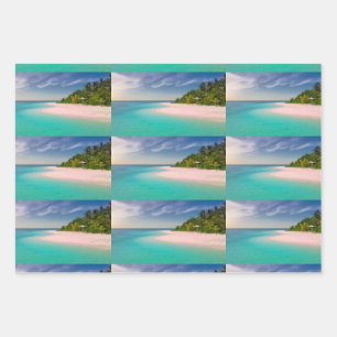 Feuille De Papier Cadeau Océan aigue-marine Motif scénique de plage tropica