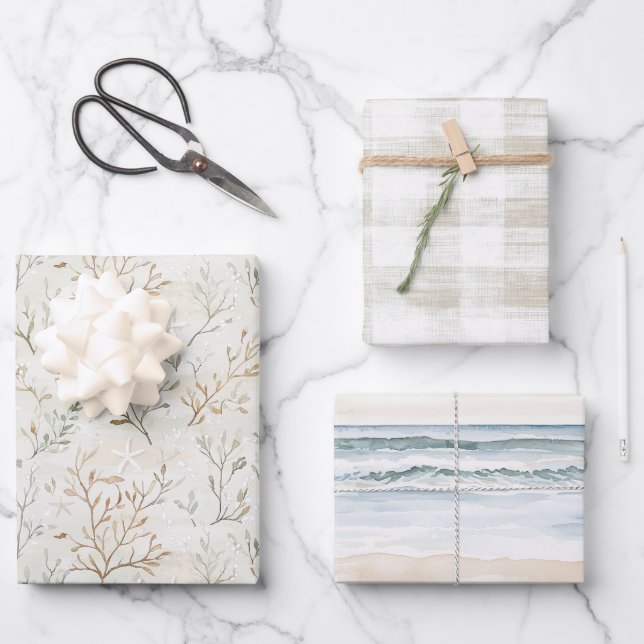 Feuille De Papier Cadeau Ocean Beach Coast Starfish Birthday (Recto)