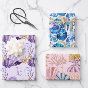 Feuille De Papier Cadeau Océan bleu mer