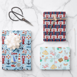Feuille De Papier Cadeau Océan nautique