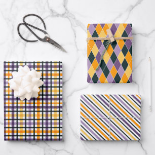 Feuille De Papier Cadeau Octobre Anniversaire Amusant Orange Purple Black 3