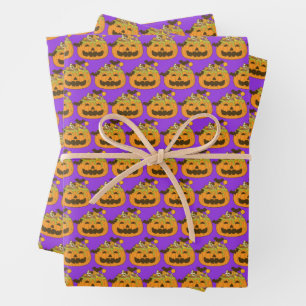 Feuille De Papier Cadeau Octobre Éffrayant Halloween Candy Citrouille