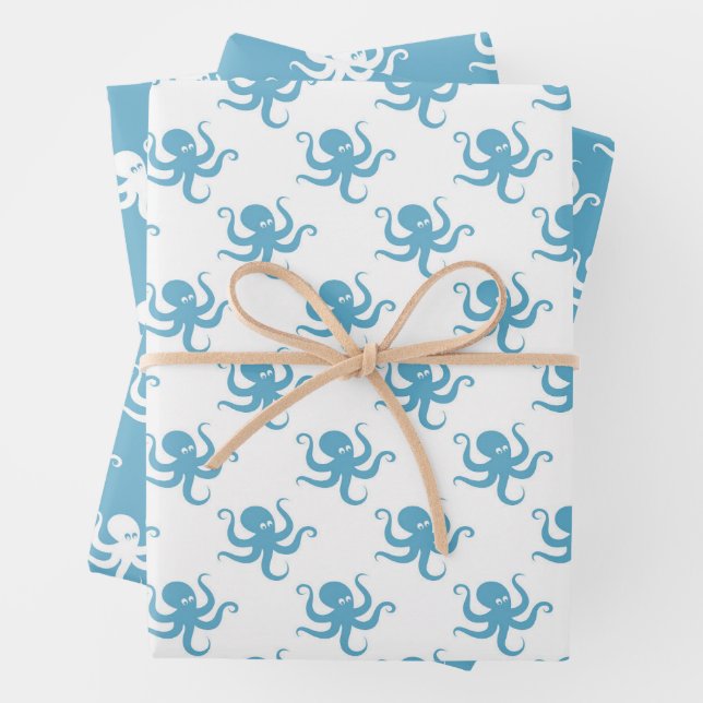 Feuille De Papier Cadeau Octopus Wrapper Paper Set de 3 (En situation)