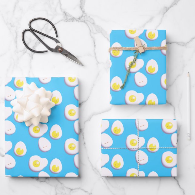 Feuille De Papier Cadeau OEufs 3D Plats Et Frits (Recto)