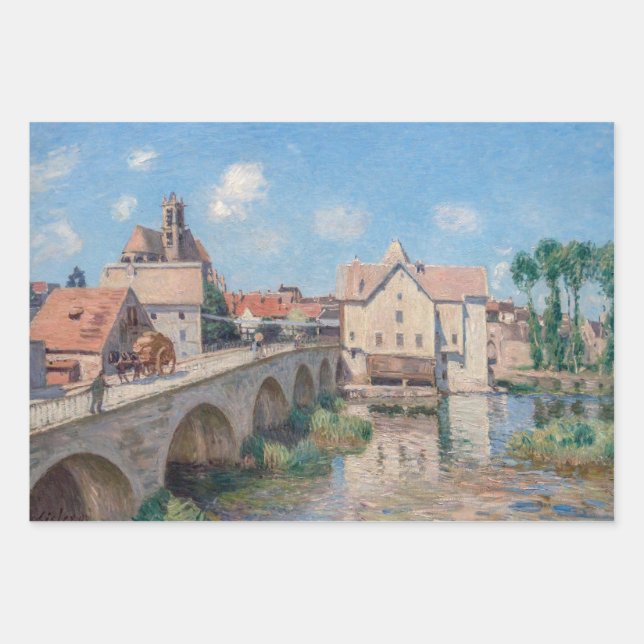 Feuille De Papier Cadeau OEuvre d'Alfred Sisley - Le Pont de Moret (Devant)