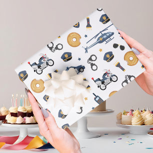 Feuille De Papier Cadeau Officier de police Appel à toutes les unités Anniv
