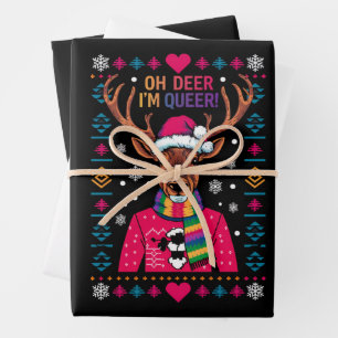 Feuille De Papier Cadeau Oh Deer je suis gay LGBT Gay pride LGBTQ Ugly Xmas