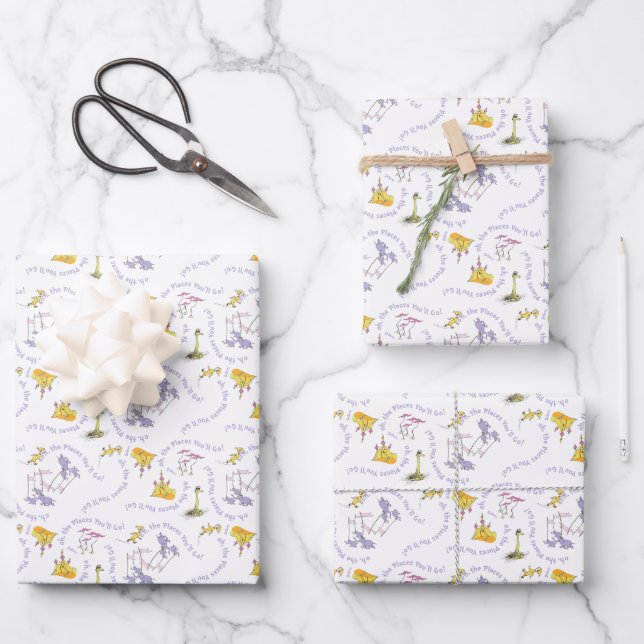 Feuille De Papier Cadeau Oh, les Endroits que tu vas Visiter ! (Recto)
