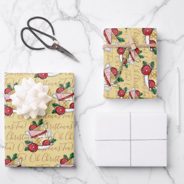 Feuille De Papier Cadeau Oh Thé de Noël ! (Recto)