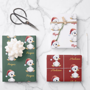 Feuille De Papier Cadeau Oie Canard de Noël Festif Mignon Personnalisé 
