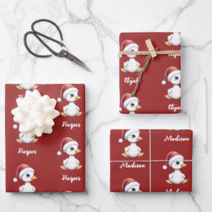 Feuille De Papier Cadeau Oie Canard de Noël Festif Mignon Personnalisé