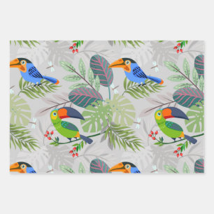 Feuille De Papier Cadeau Oiseau Toucan mignon, Motif de tous les jours, Aqu
