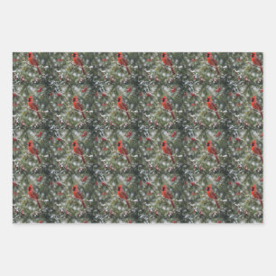 Feuille De Papier Cadeau Oiseaux de Noël