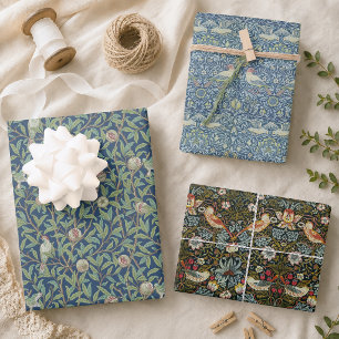 Feuille De Papier Cadeau Oiseaux et Fruits Anciens motifs de William Morris
