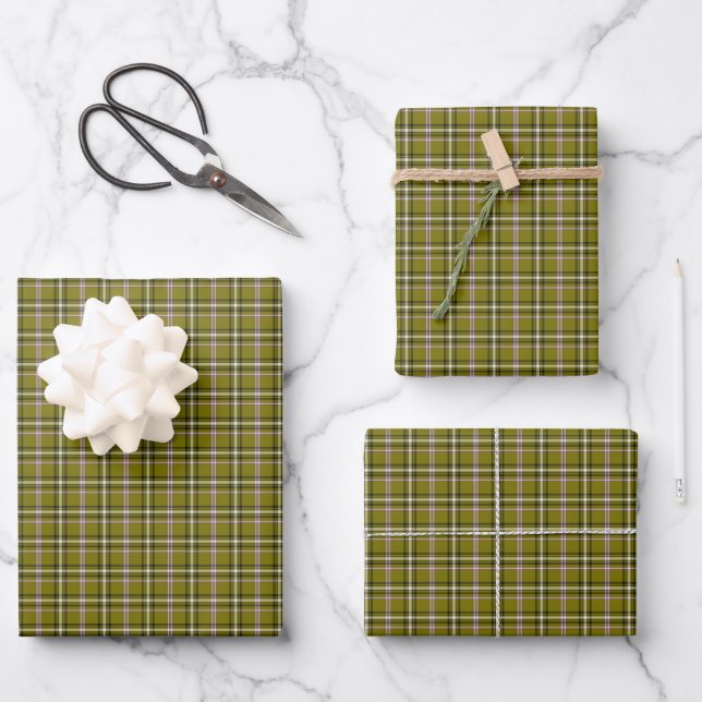 Feuille De Papier Cadeau Olive Green Plaid Retro Color (Recto)