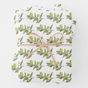 Feuille De Papier Cadeau Olives élégantes