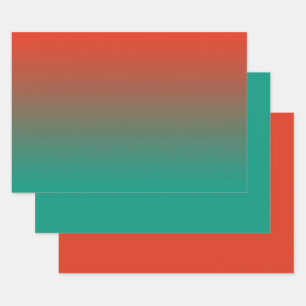 Feuille De Papier Cadeau Ombre Peach au design turquoise