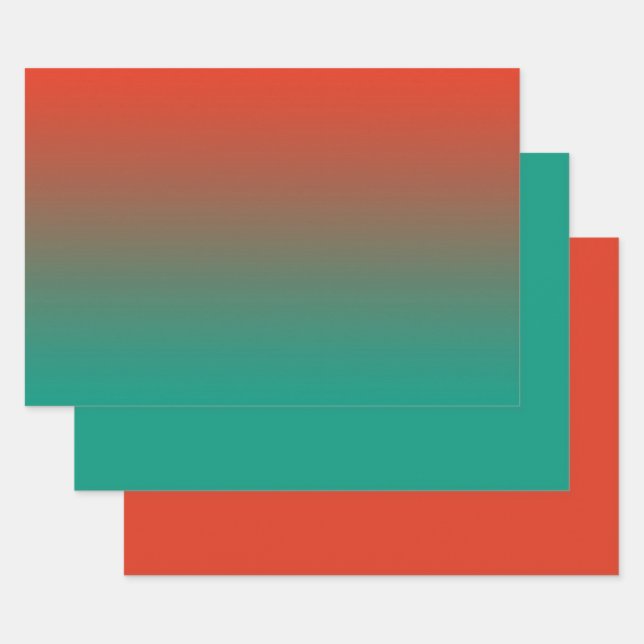 Feuille De Papier Cadeau Ombre Peach au design turquoise (Lot)