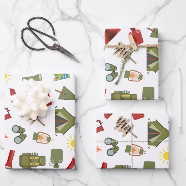 Feuille De Papier Cadeau One Happy Camper Boys Birthday  (Recto)