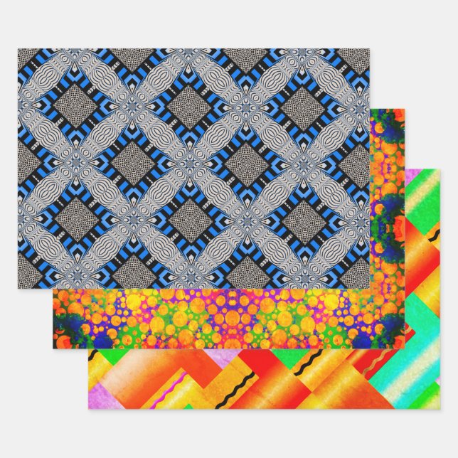 Feuille De Papier Cadeau Op Art, Dots et Échantillon Déco (Lot)