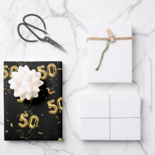 Feuille De Papier Cadeau Or 50 Mylar Ballons et Confetti