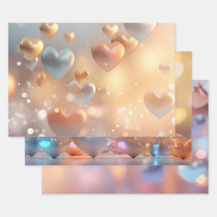 Feuille De Papier Cadeau Or "métallique" Look or, argent et Rose