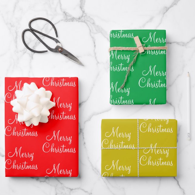 Feuille De Papier Cadeau Or Rouge Et Vert (Recto)