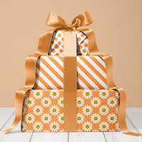 Orange Daisy Fleurs Rayures pois