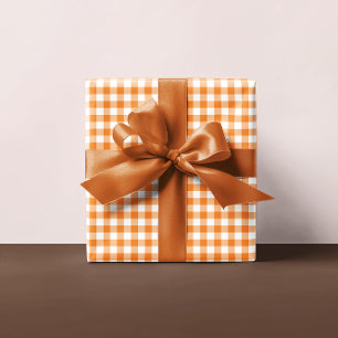 Feuille De Papier Cadeau Orange En vichy Plaid Multi