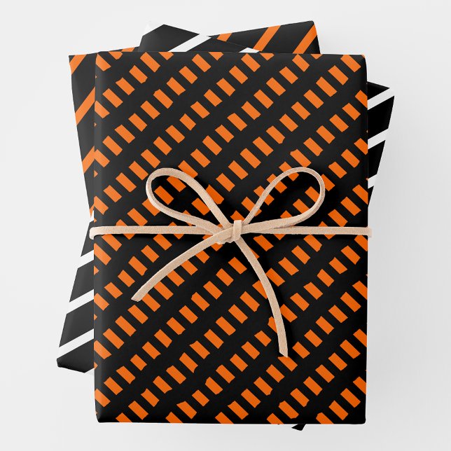 Feuille De Papier Cadeau Orange, Noir & Blanc (Créateur téléchargé)