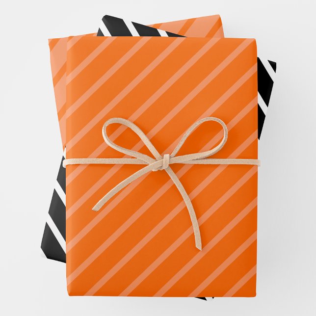 Feuille De Papier Cadeau Orange, Noir & Blanc (Créateur téléchargé)
