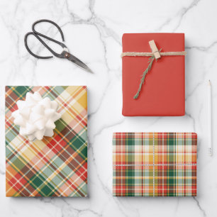 Feuille De Papier Cadeau Orange, Rouge, Vert & Jaune