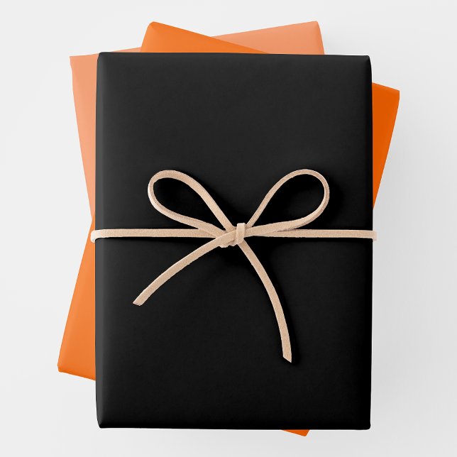 Feuille De Papier Cadeau Orange Tendance, Orange Clair et Noir Complémentai (Trendy Orange, Pale Orange & Black Complementary Wrapping Paper Sheets)