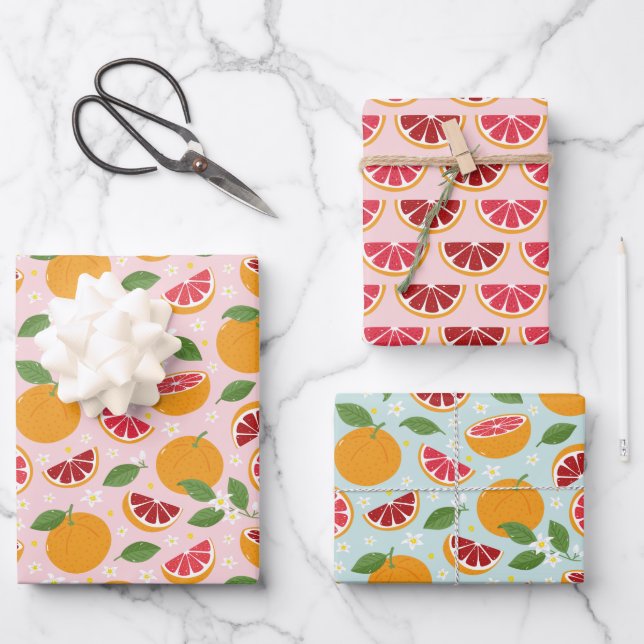 Feuille De Papier Cadeau Oranges Citrus motifs (Recto)