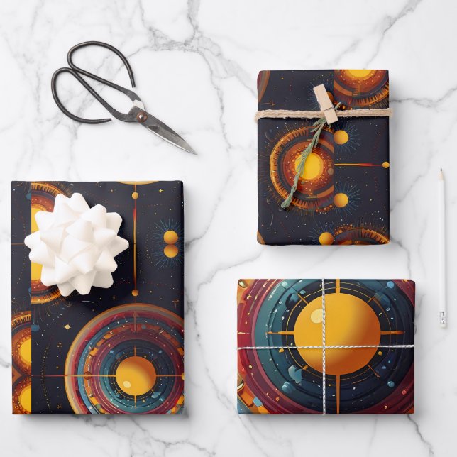 Feuille De Papier Cadeau Orbite cosmique (Recto)