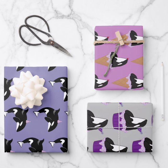 Feuille De Papier Cadeau Orca Killer Whale Anniversaire (Recto)