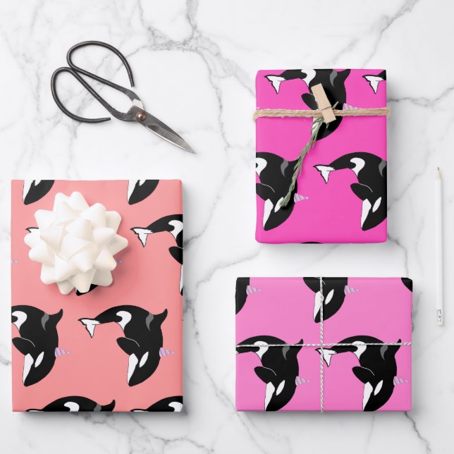 Feuille De Papier Cadeau Orca Killer Whale Anniversaire (Recto)