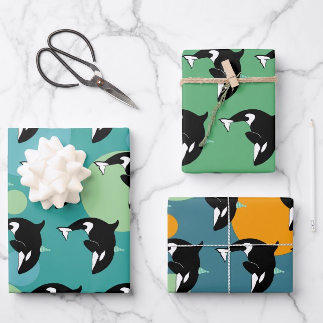 Feuille De Papier Cadeau Orca Killer Whale Anniversaire (Recto)