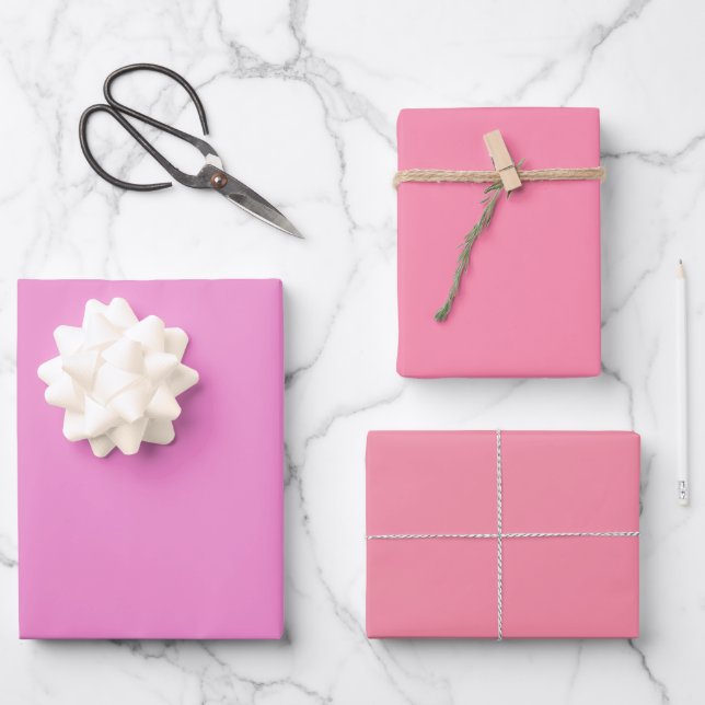 Feuille De Papier Cadeau Orchidée Simple Nuances Rose Tickle Sherbet 3 Tons (Recto)