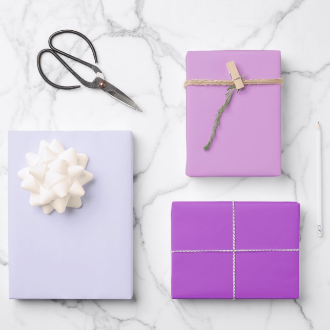 Feuille De Papier Cadeau Orchidée Violette Lilas Uni 3 Tons (Recto)