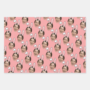 Feuille De Papier Cadeau Oreilles de lapin de Pâques personnalisées avec ph
