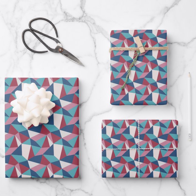 Feuille De Papier Cadeau Origami Triangle Abstract Geometric Pattern (Recto)