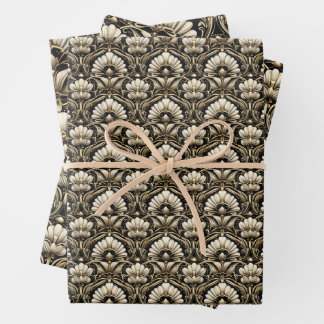Feuille De Papier Cadeau Ornamental Art Deco – Noir | Decorative Luxe