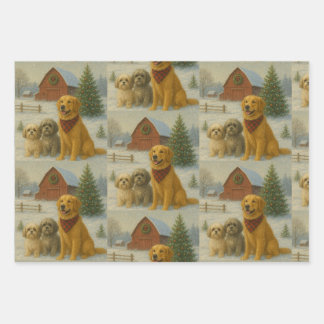 Feuille De Papier Cadeau Ornement de Noël Chien
