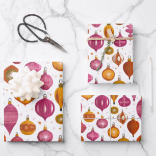 Feuille De Papier Cadeau Ornements de Noël rétro
