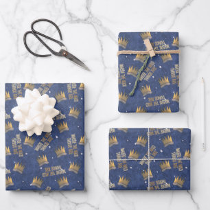 Feuille De Papier Cadeau Où sont les monstres Couronne et Étoiles Patron