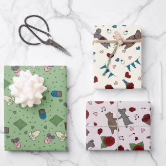 Feuille De Papier Cadeau Ours et souris Romance Rencontre Mariage Bébé