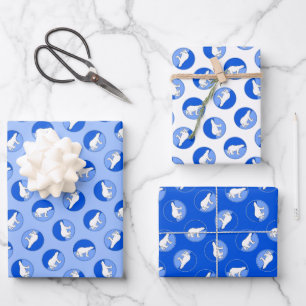 Feuille De Papier Cadeau Ours polaire Mère et Cub Peinture Faune Art