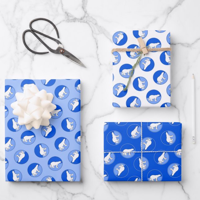 Feuille De Papier Cadeau Ours polaire Mère et Cub Peinture Faune Art (Recto)