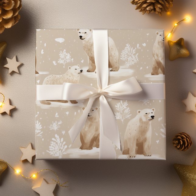 Feuille De Papier Cadeau Ours polaire Noël hiver (Créateur téléchargé)
